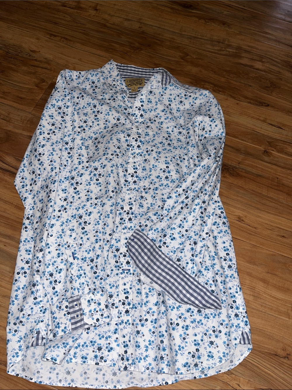 Daniel Cremieux White Button-Down Shirt with Blue Floral Print - Picture 4 of 4